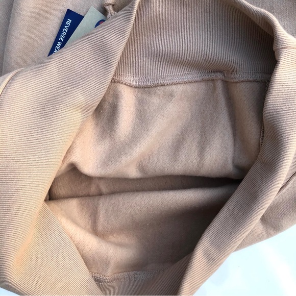 Champion Reverse Weave Hoodie Sweatshirt Chest Logo Nude Tan Unisex - Picture 9 of 12